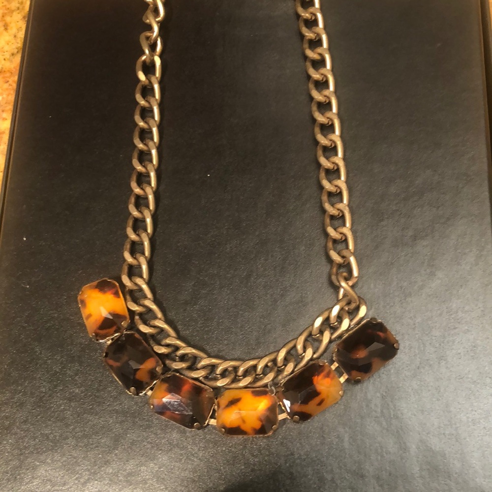 Amber and Gold tone Necklace